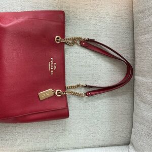 Coach Cherry Red Leather Tote